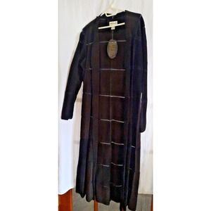 Vintage 90s Newport News Black Suede Patchwork Maxi Duster Coat XL 53" Leather